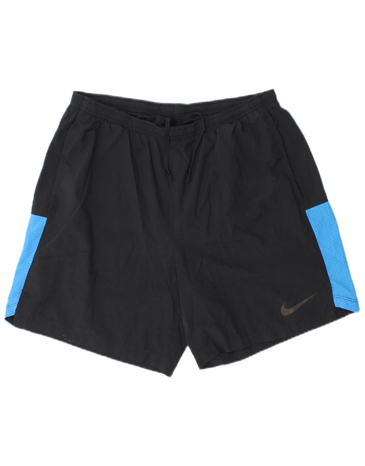 Pantaloncini sportivi Nike Dri Fit da uomo, grandi, in poliestere color block nero