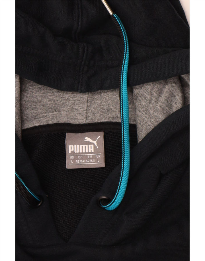 Felpa con cappuccio grafica PUMA da uomo, grande, in cotone color block nero