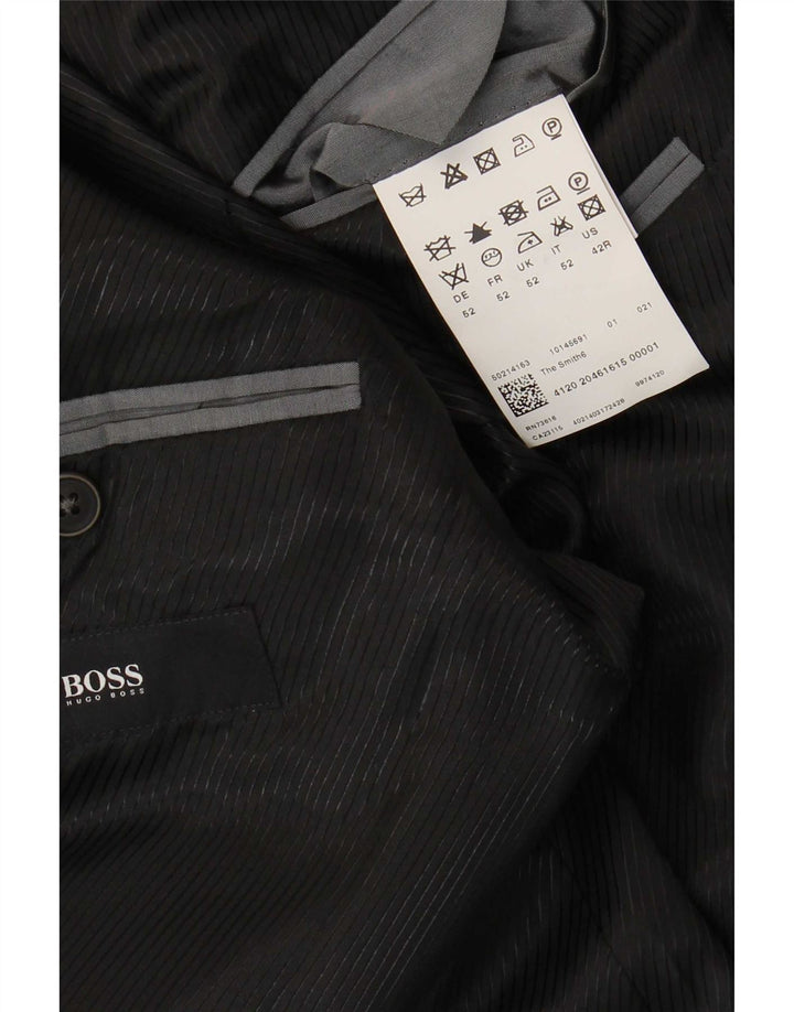 Giacca blazer da uomo a 2 bottoni Hugo Boss EU 52 XL lana vergine grigia
