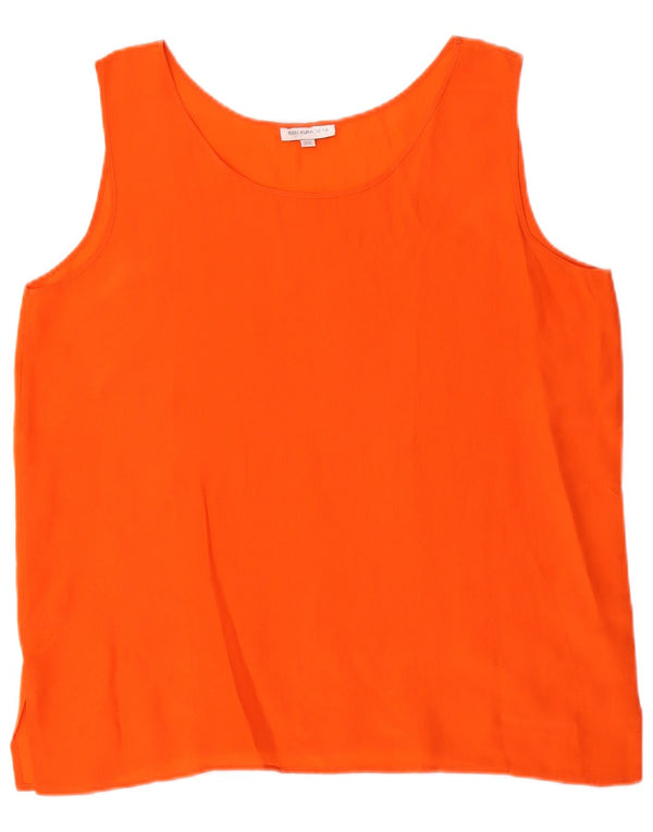 Top camicetta senza maniche vintage da donna UK 20 2XL seta arancione