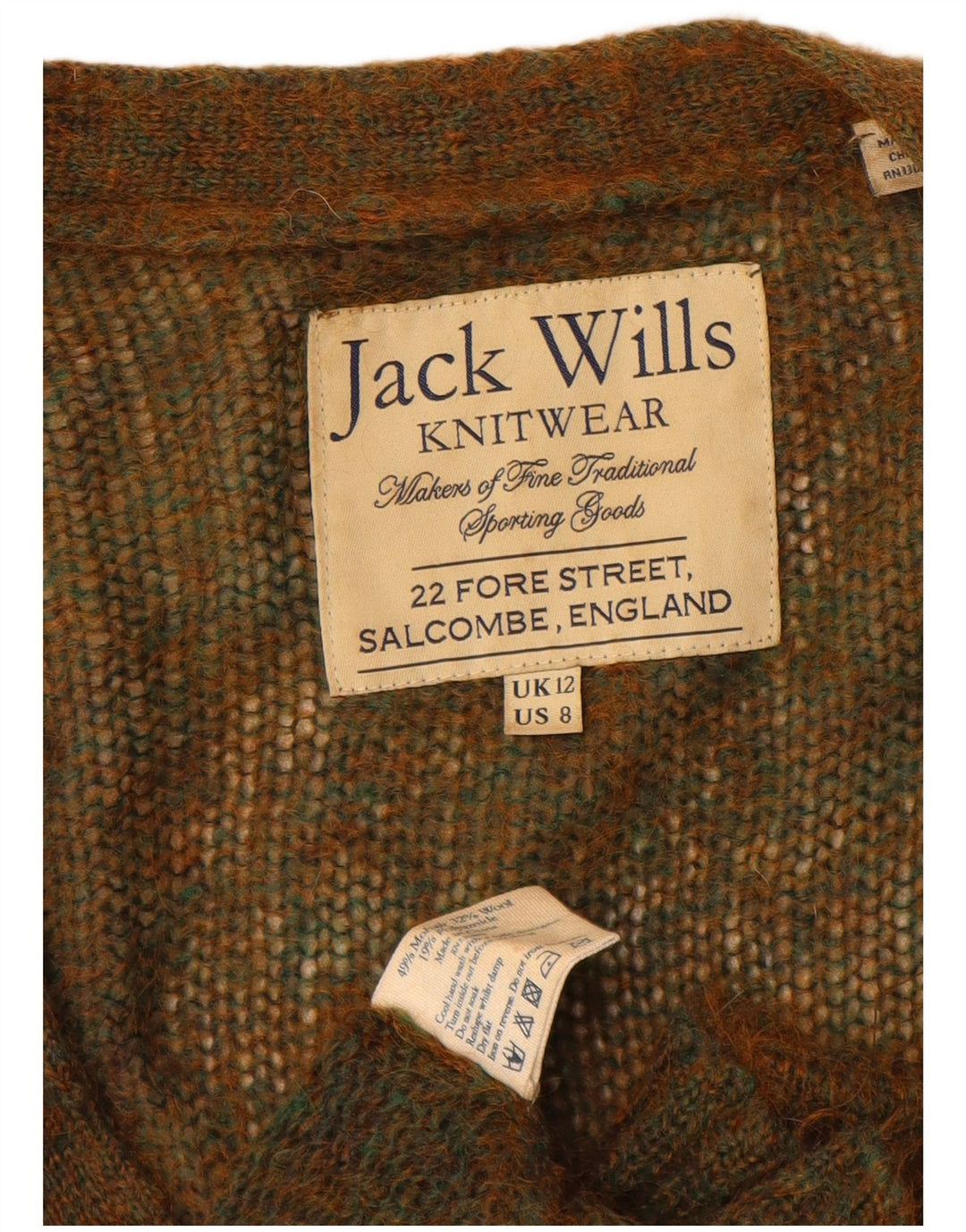 Maglione cardigan oversize da donna Jack Wills UK 12 medio kaki chiazzato