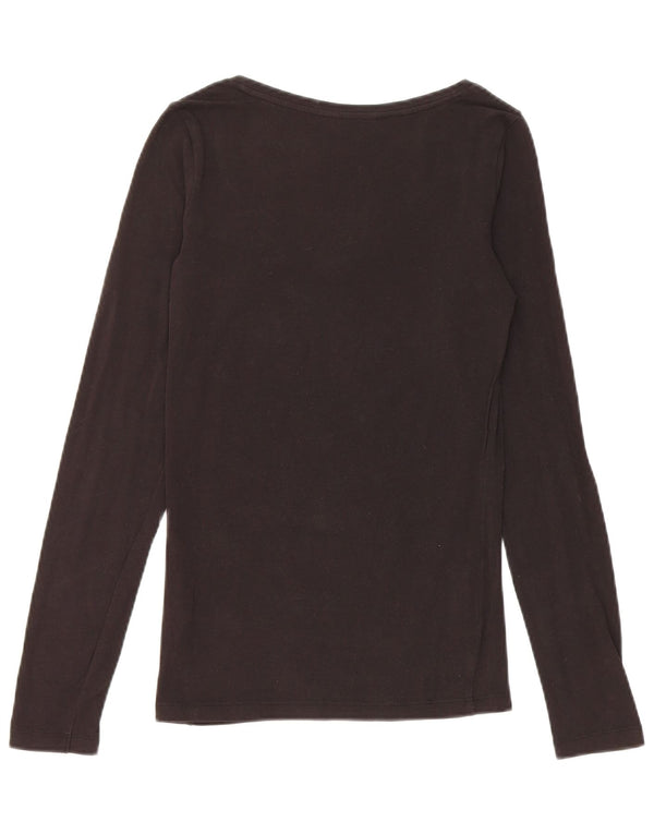 Guess Top grafico da donna a maniche lunghe UK 8 piccolo in cotone nero