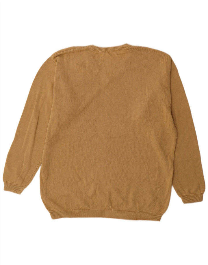 Maglione da uomo con scollo a V Fred Perry XL in cotone beige