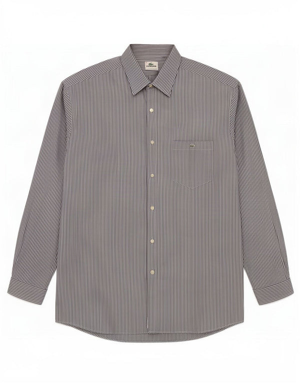 Camicia da uomo Lacoste taglia 44 XL cotone gessato blu