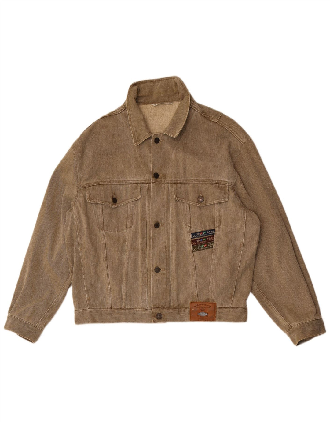 Giacca in denim da uomo vestibilità ampia Wampum UK 38 cotone kaki medio