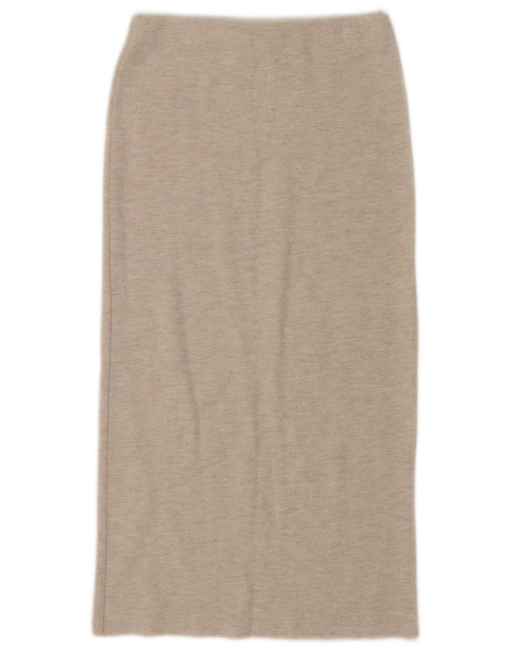 Gonna dritta in maglia da donna Zara piccola W26 beige screziata