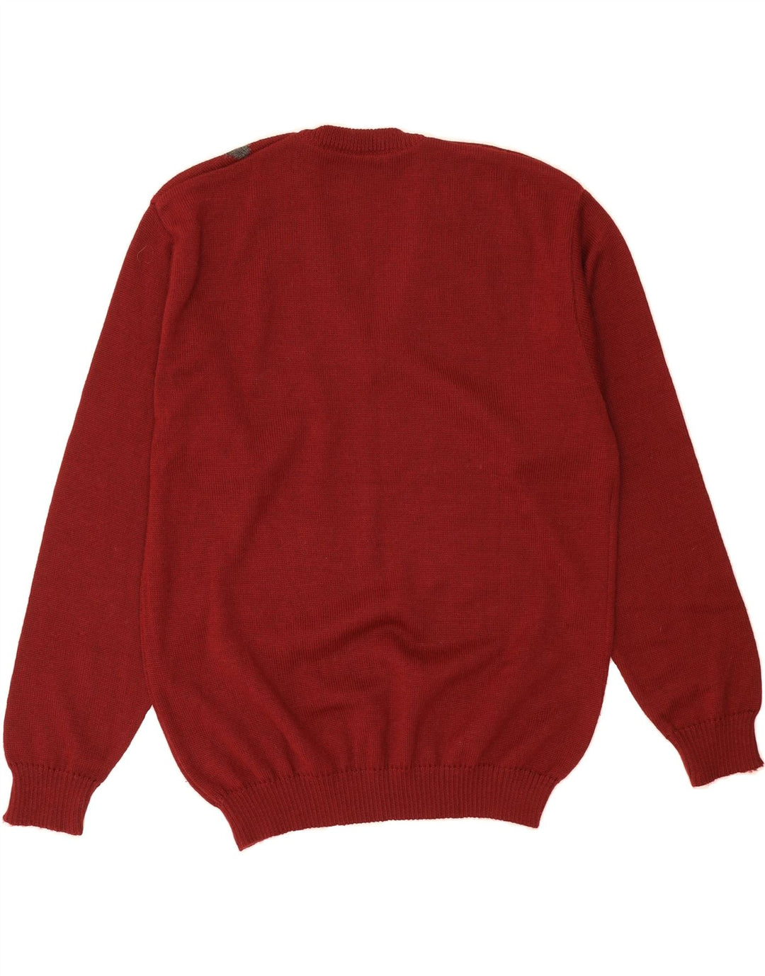 VINTAGE Mens V-Neck Jumper Sweater Medium Burgundy Argyle/Diamond Vintage Vintage and Second-Hand Vintage from Messina Hembry 
