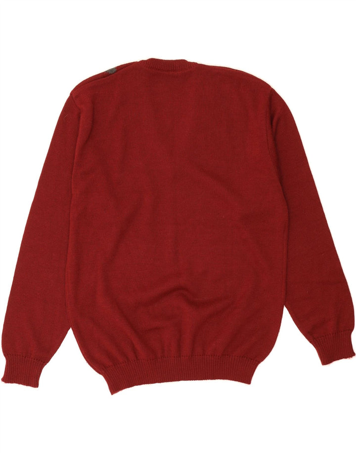 VINTAGE Mens V-Neck Jumper Sweater Medium Burgundy Argyle/Diamond Vintage Vintage and Second-Hand Vintage from Messina Hembry 