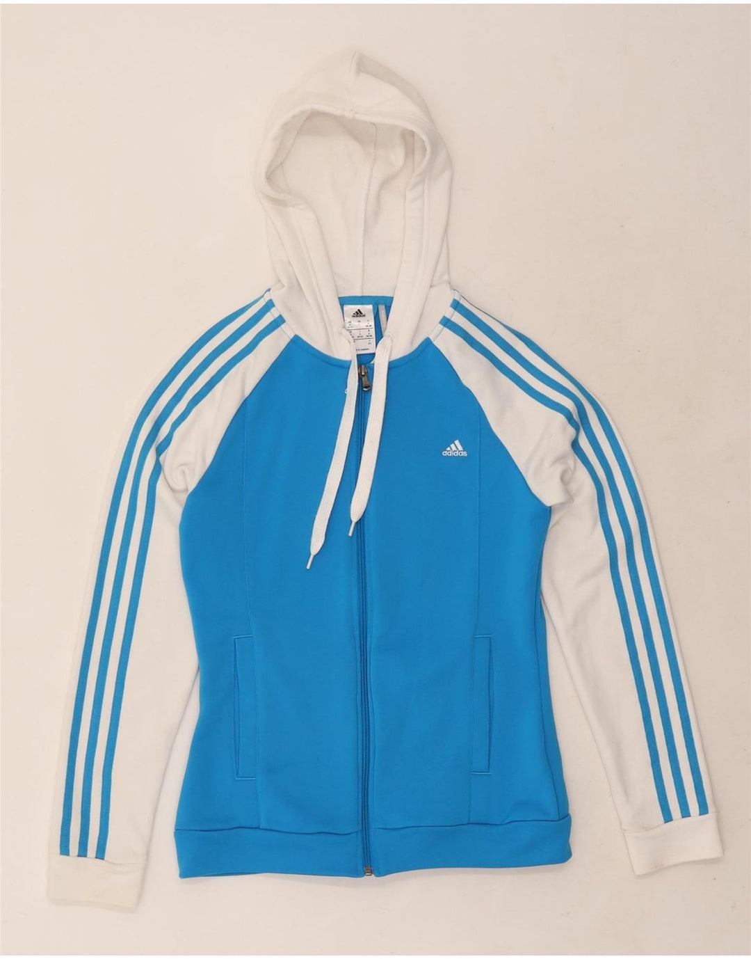Maglione con cappuccio e zip Adidas Climalite da donna UK 8/10 Piccolo poliestere blu