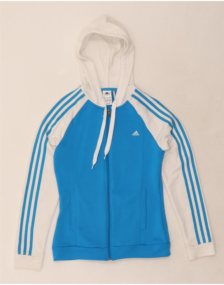 Maglione con cappuccio e zip Adidas Climalite da donna UK 8/10 Piccolo poliestere blu
