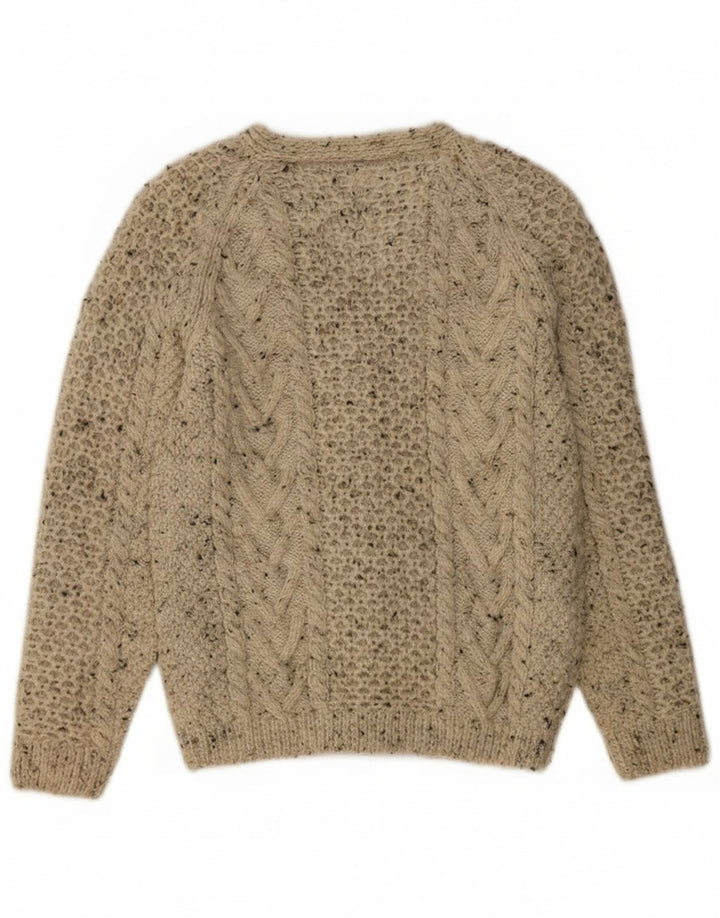 Maglione cardigan da donna vintage UK 12 Lana screziata grigio medio