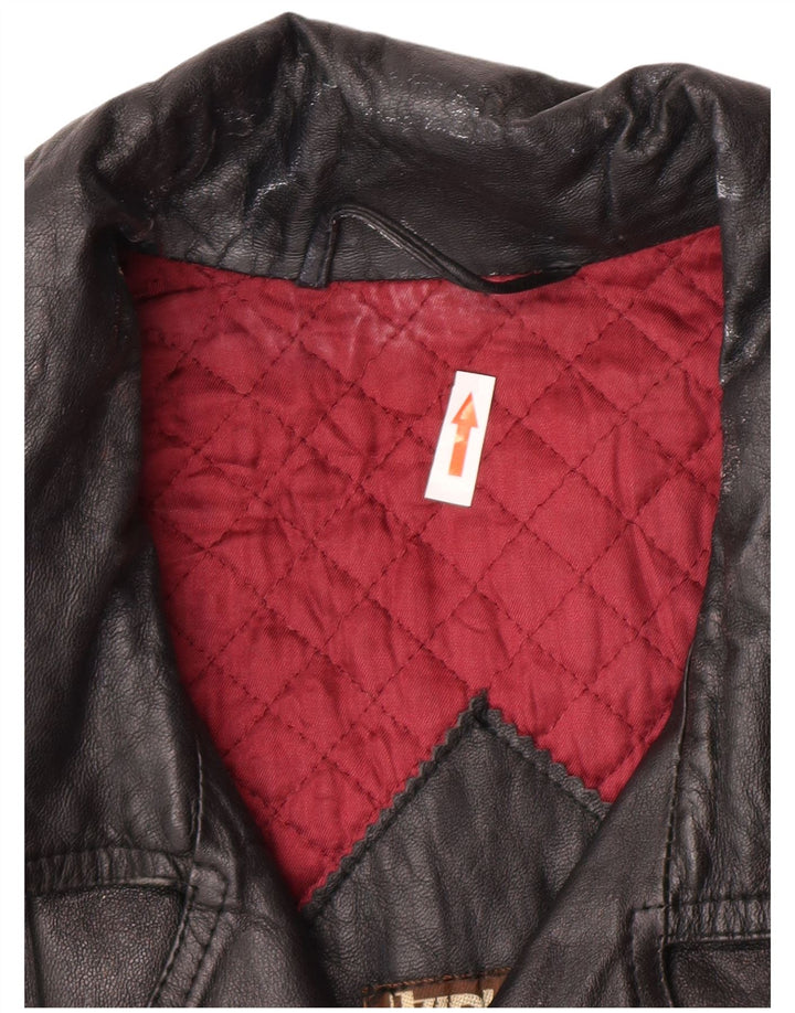 Giacca da motociclista in pelle da uomo vintage IT 52 XL Nera