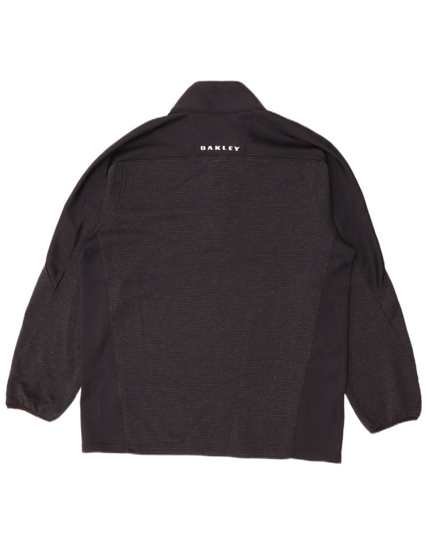 Maglia da ginnastica da uomo Oakley con zip e collo, media, a righe nere