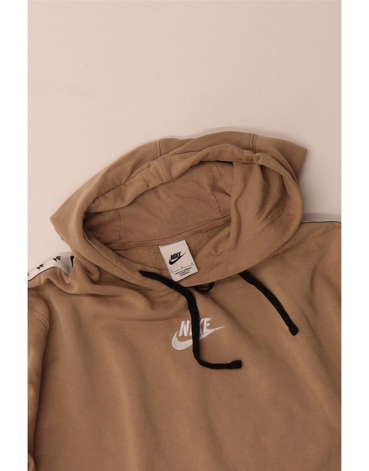 NIKE Felpa con cappuccio grafica da uomo, grande, in cotone color block beige