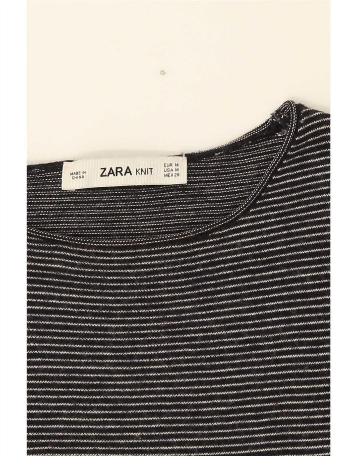 T-shirt Zara da donna Top UK 12 media blu navy a righe