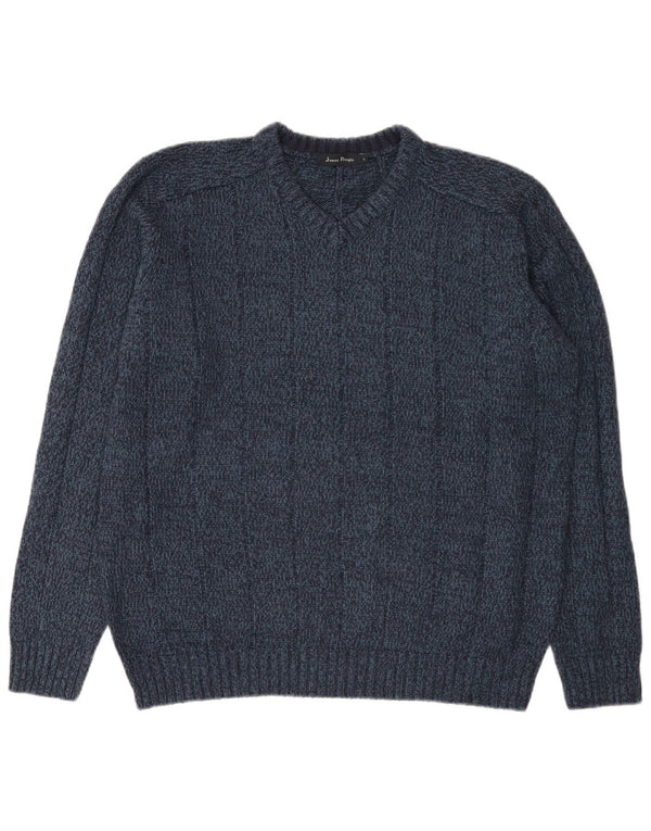 Maglione da uomo con scollo a V James Pringle, grande acrilico screziato blu navy