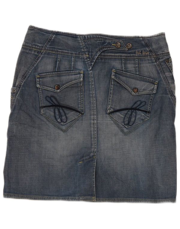 Gonna in denim da donna Fat Face UK 12 media W32 cotone blu