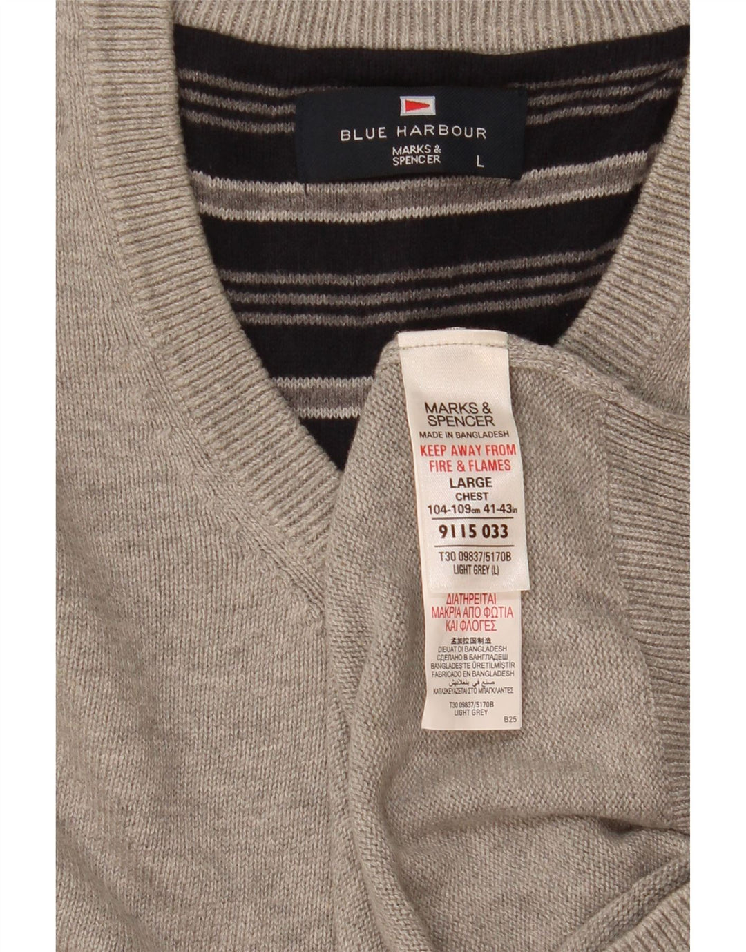 Canotta da uomo Marks & Spencer blu Harbour, grande cotone chiazzato grigio