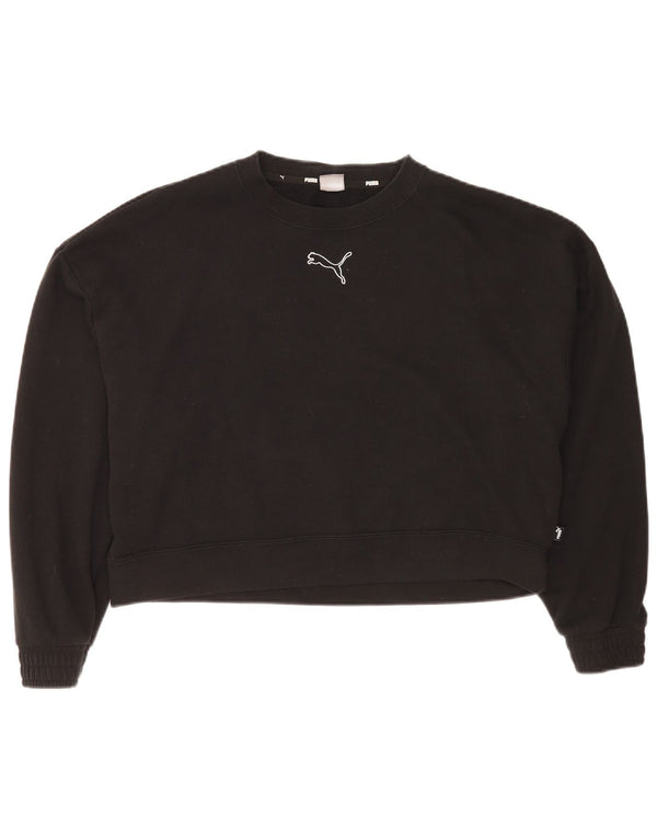 Felpa da donna con vestibilità comoda grafica Puma UK 16 grande cotone nero