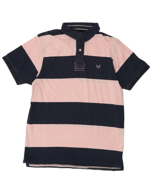 Crew Clothing Polo da uomo grande in cotone a righe blu navy