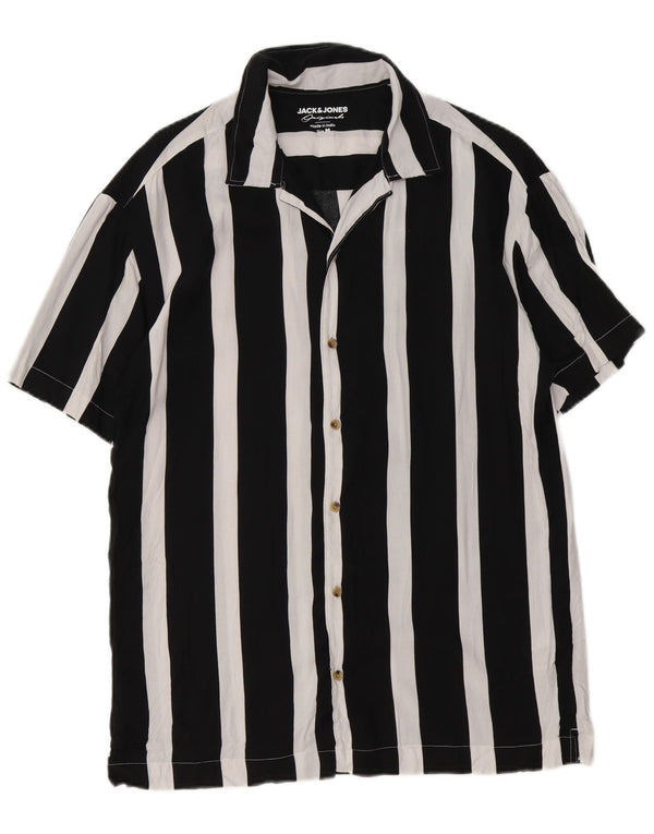 Camicia a maniche corte da uomo Jack & Jones in viscosa a righe nere medie
