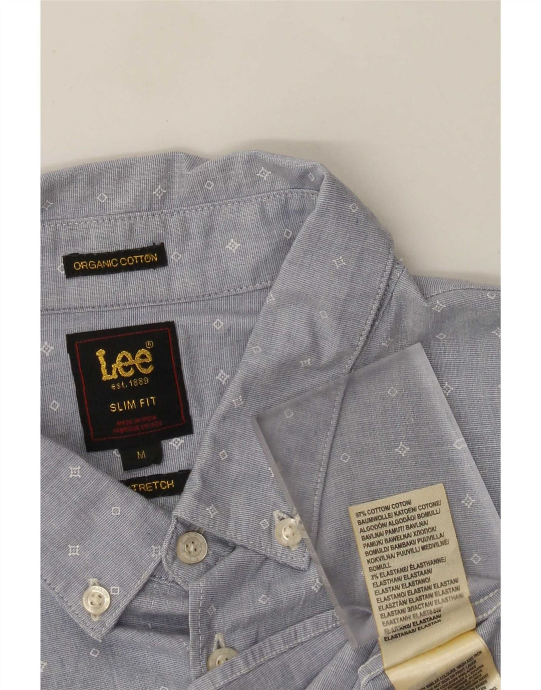 Camicia Lee da uomo slim fit in cotone geometrico blu medio