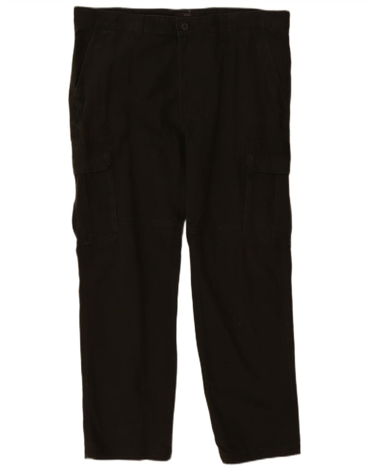 Pantaloni cargo dritti da uomo Marks & Spencer W40 L31 cotone kaki