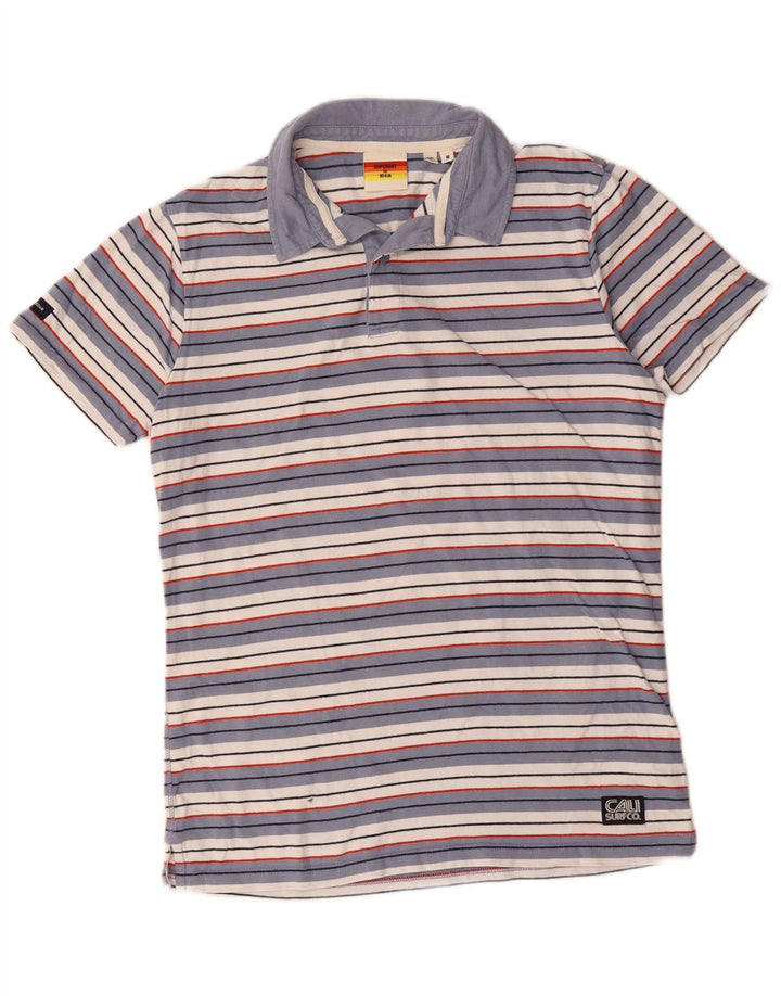Polo da uomo Superdry in cotone a righe blu medio