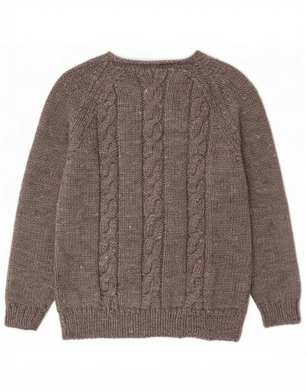 Maglione vintage da uomo con scollo a barca piccolo grigio screziato