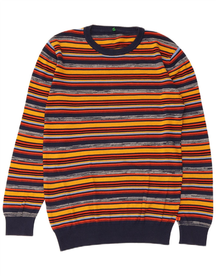 Maglione da uomo girocollo Benetton in cotone a righe medio multicolore