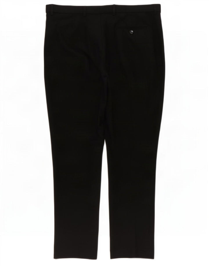 Pantaloni da abito vestibilità regolare da uomo Marks & Spencer W38 L29 poliestere nero