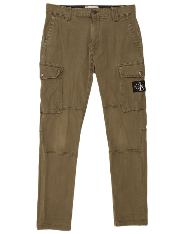 CALVIN KLEIN Pantaloni cargo slim da uomo W29 L29 cotone kaki