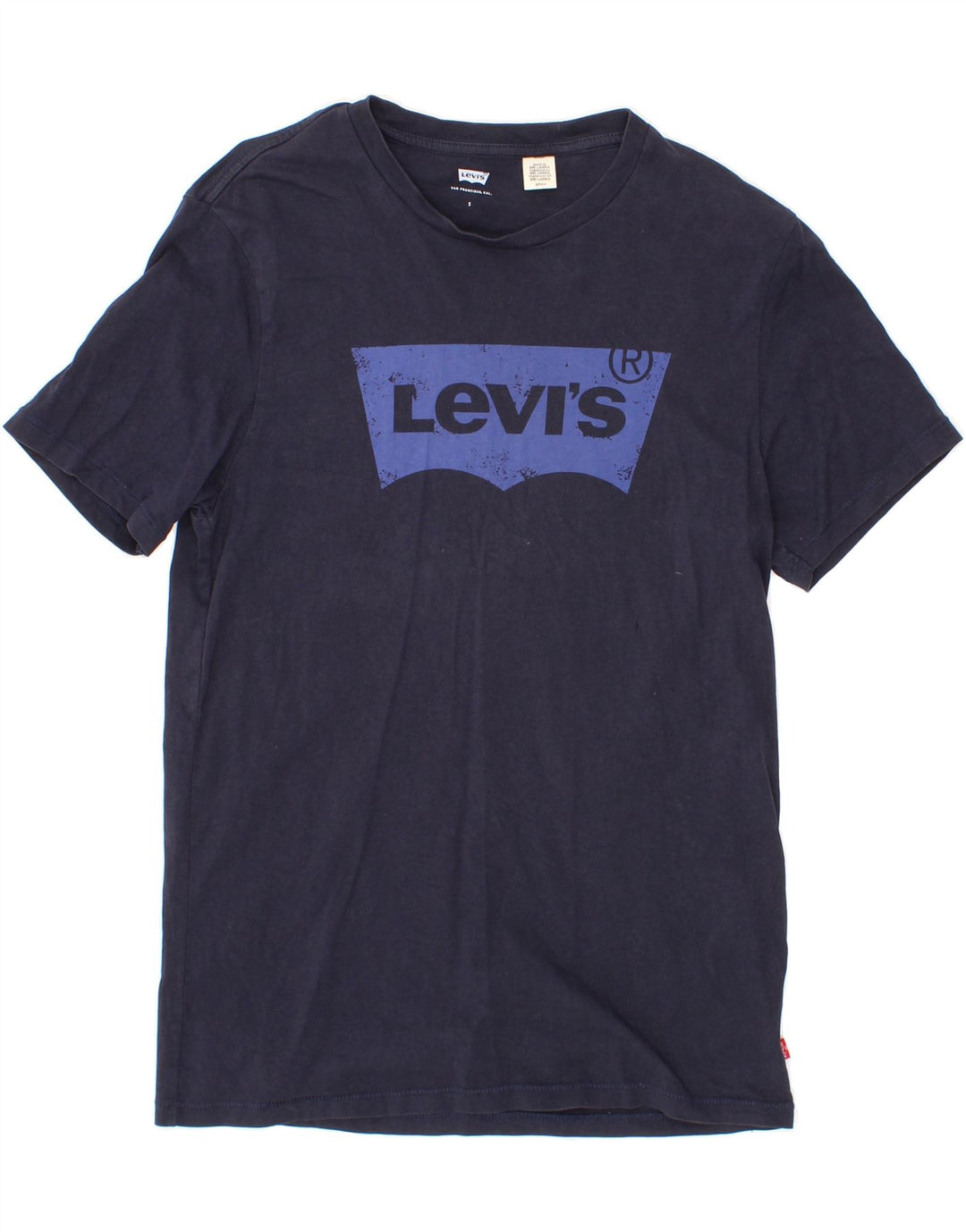 LEVI'S Mens Graphic T-Shirt Top Small Navy Blue Cotton Vintage Levi's and Second-Hand Levi's from Messina Hembry 