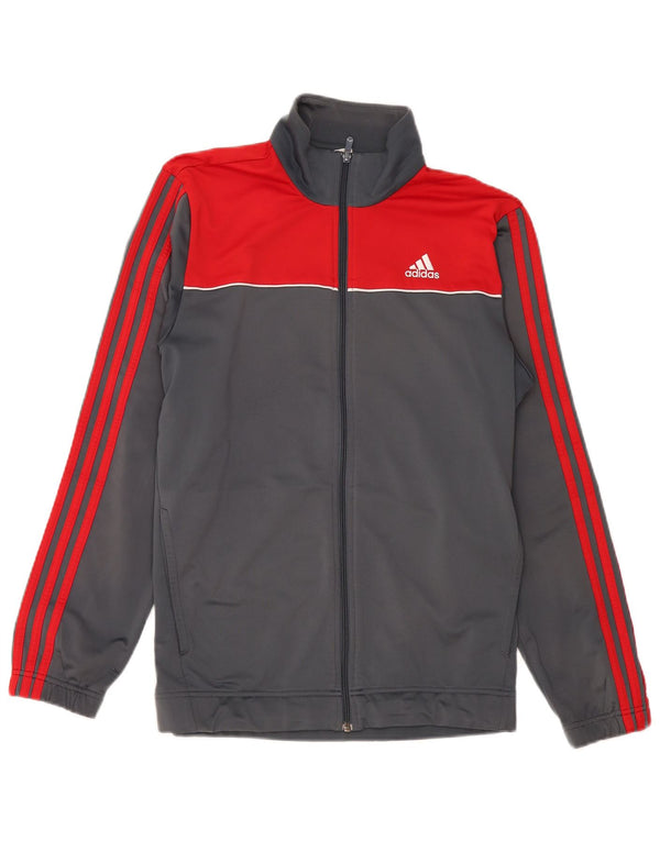 Giacca da tuta da uomo ADIDAS in poliestere color block grigio medio