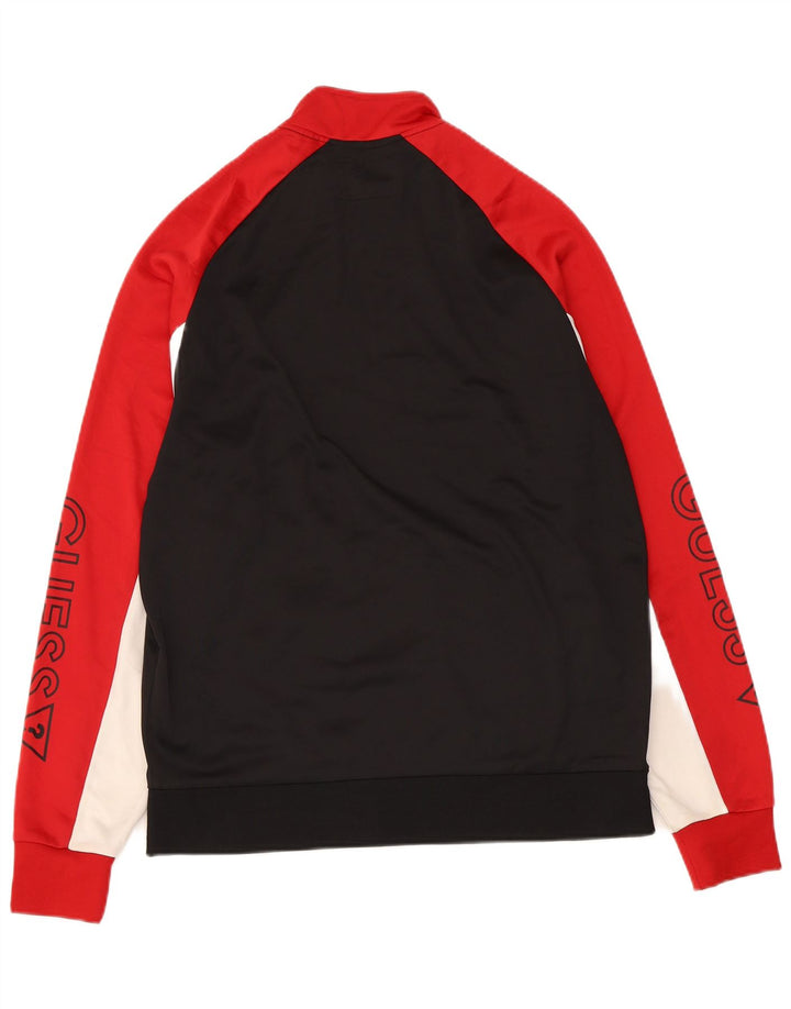 Guess Giacca da tuta grafica da uomo, poliestere color block medio nero