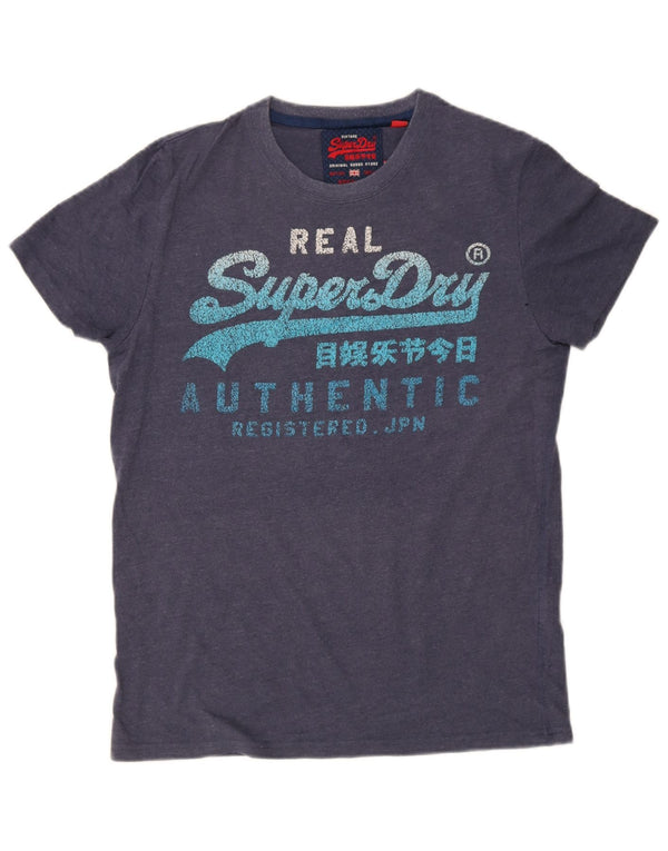 Superdry Mens Graphic T-Shirt Top Medium Navy Blue Cotton
