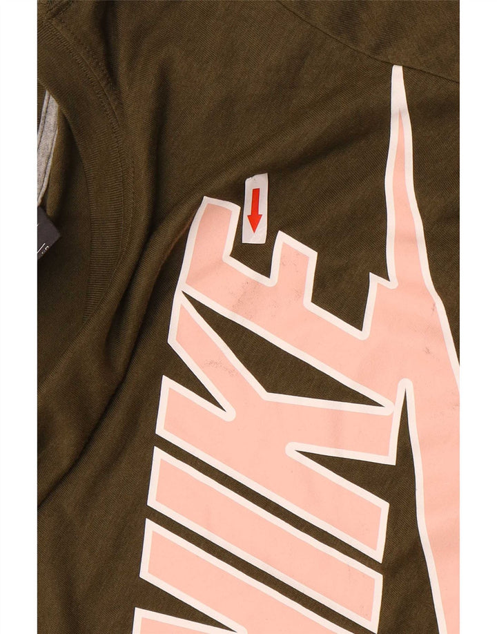 T-shirt grafica da donna Nike Top UK 10 piccola poliestere kaki
