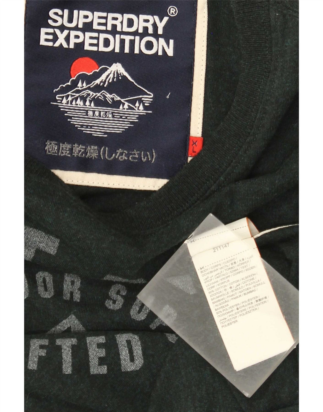 Top grafico da uomo Superdry a maniche lunghe XL in cotone verde