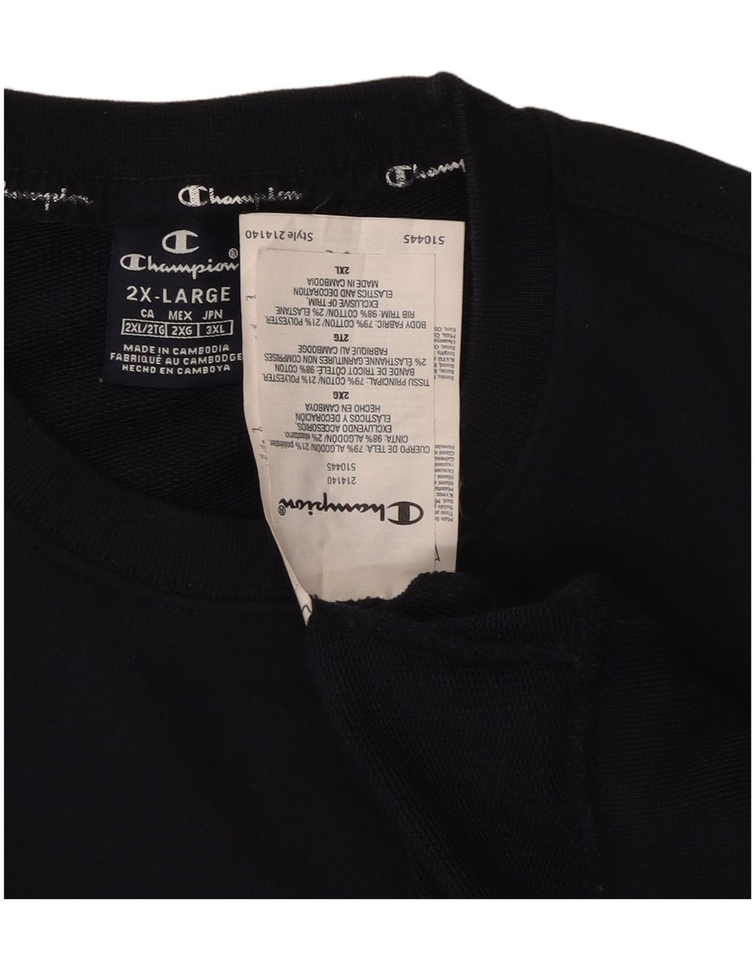 CHAMPION Felpa con grafica da uomo Maglione 2XL Cotone blu navy