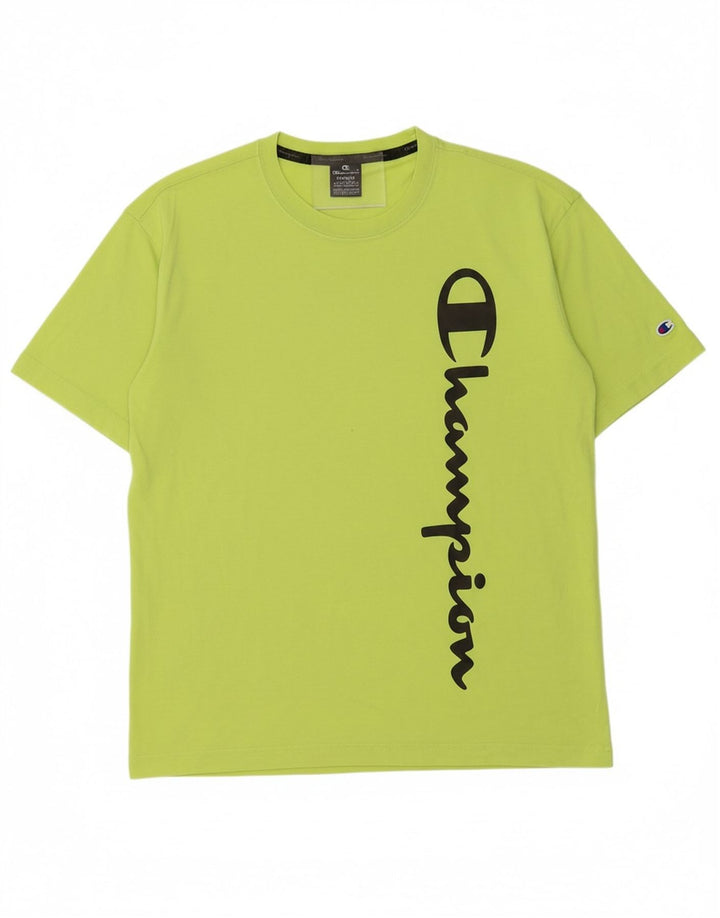 CHAMPION Mens Graphic T-Shirt Top Medium Green Cotton