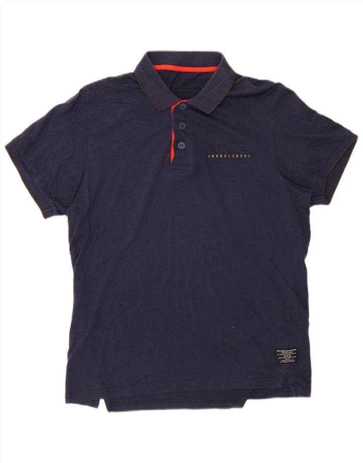 JACK & JONES Polo da uomo grande in cotone blu navy