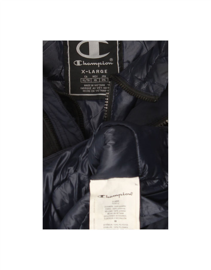 CHAMPION Mens Hooded Padded Jacket UK 42 XL Navy Blue Polyester Vintage Champion and Second-Hand Champion from Messina Hembry 