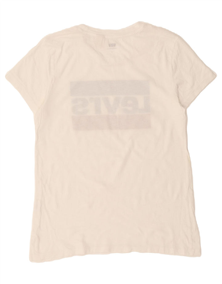 LEVI'S Womens Graphic T-Shirt Top UK 10 Small White Cotton Vintage Levi's and Second-Hand Levi's from Messina Hembry 