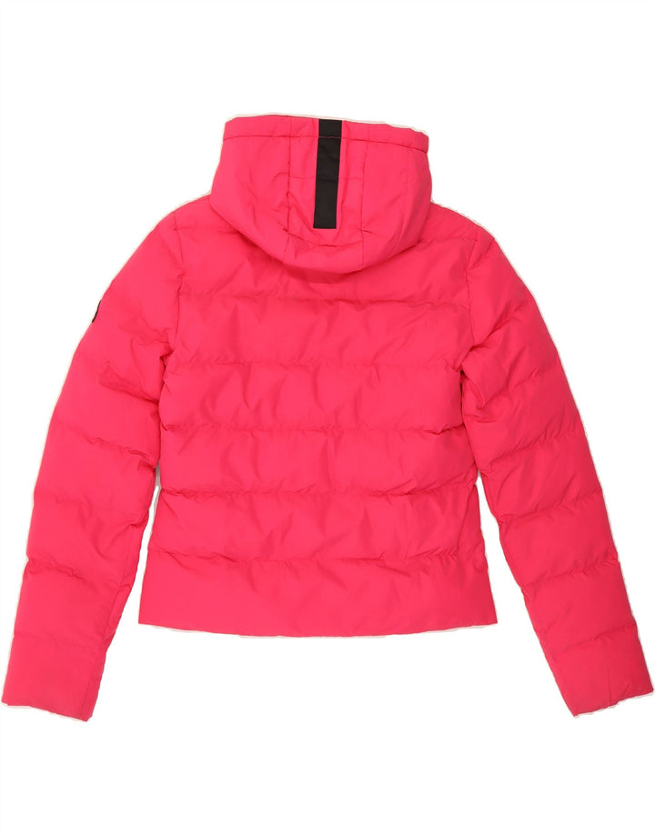 SUPERDRY Womens Hooded Padded Jacket UK 8 Small Pink Polyester Vintage Superdry and Second-Hand Superdry from Messina Hembry 
