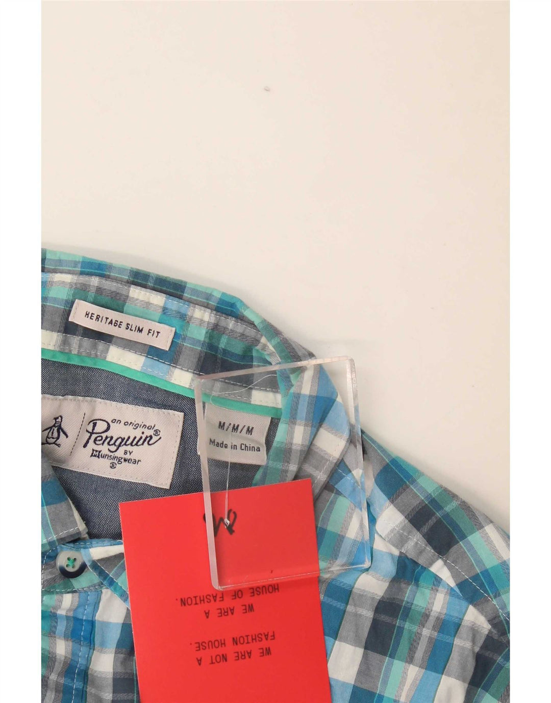 Camicia Penguin Heritage da uomo slim fit a quadri blu medio