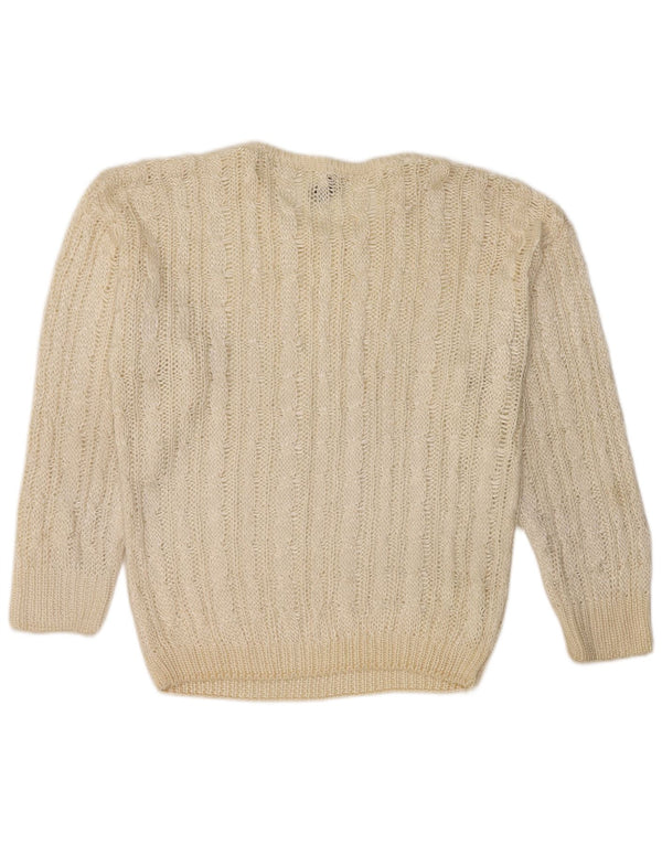 Maglione maglione girocollo da donna Giunco UK 14 medio bianco sporco