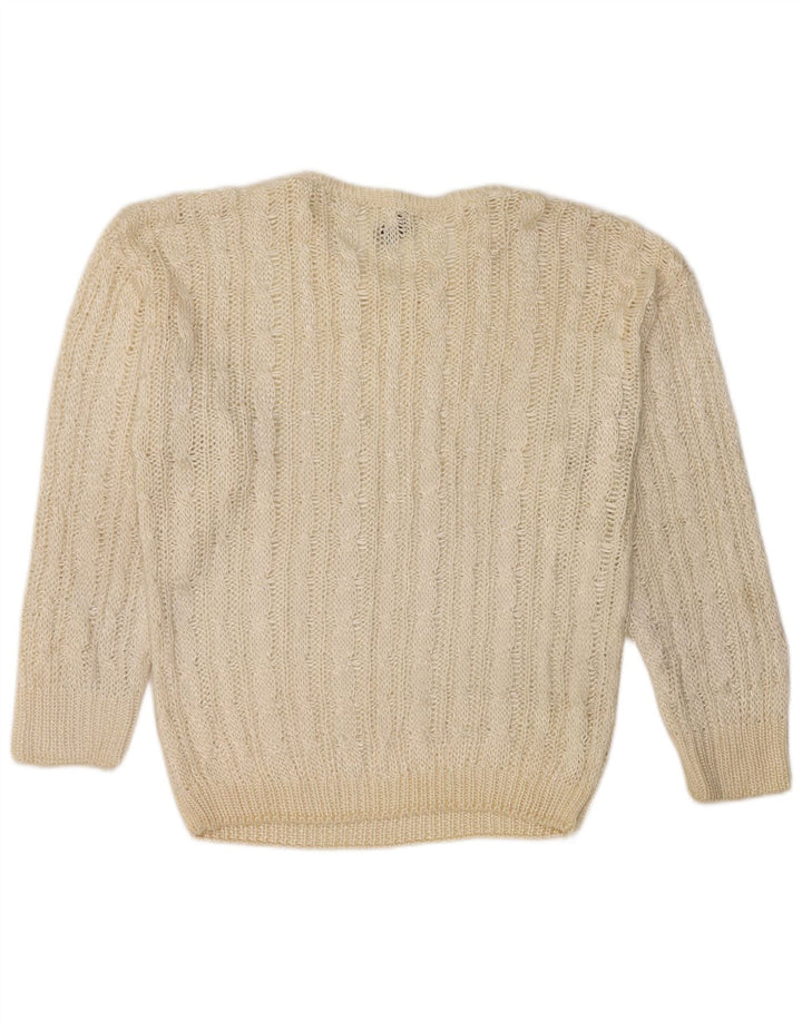 Maglione maglione girocollo da donna Giunco UK 14 medio bianco sporco