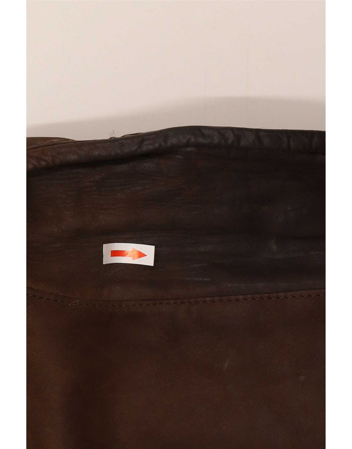 Giacca bomber in pelle da uomo vintage UK 42 XL Marrone