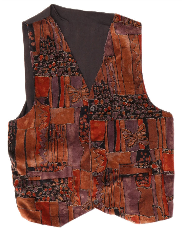 Gilet da uomo vintage grande in poliestere patchwork marrone