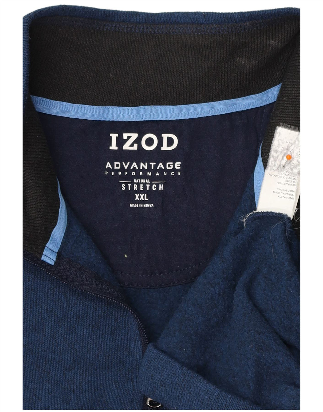 Felpa da uomo con zip e collo IZOD 2XL poliestere screziato blu navy